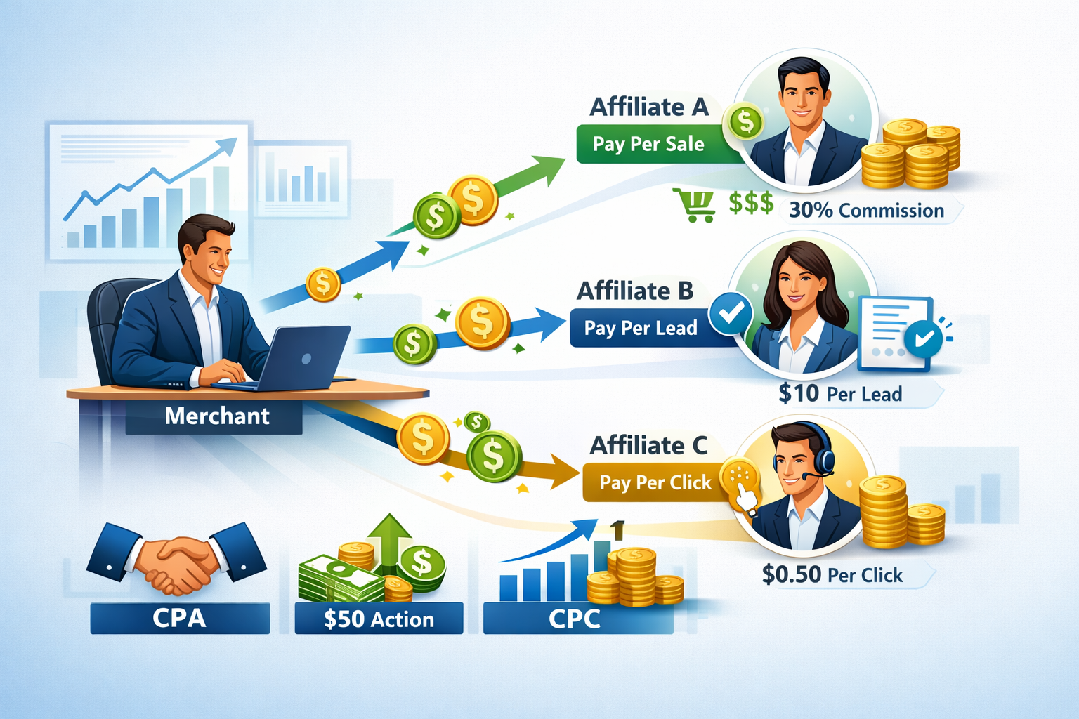 Gängige Affiliate-Auszahlungsmodelle: PPS, PPC, PPL erklärt