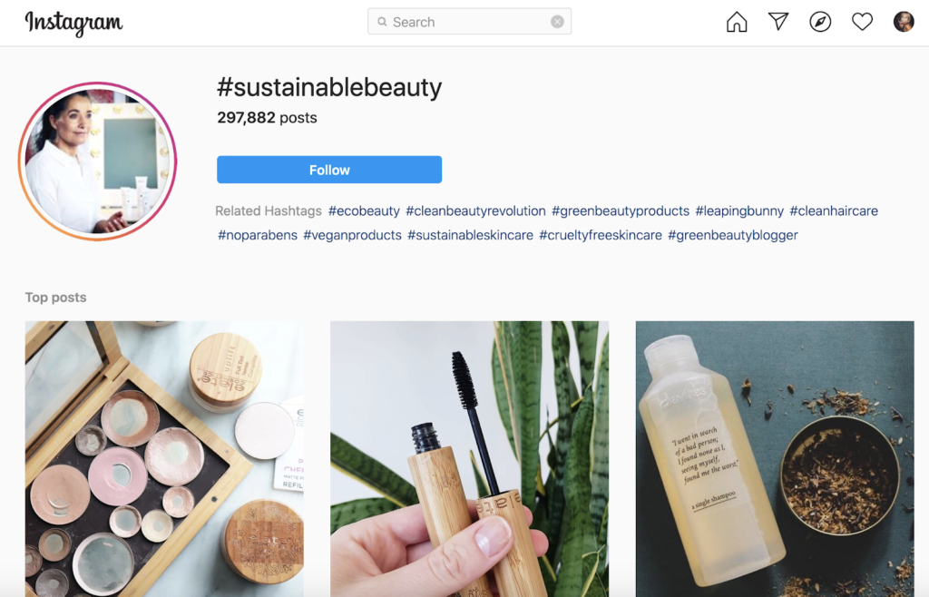 Beispiel für die Hashtag-Suche auf Instagram