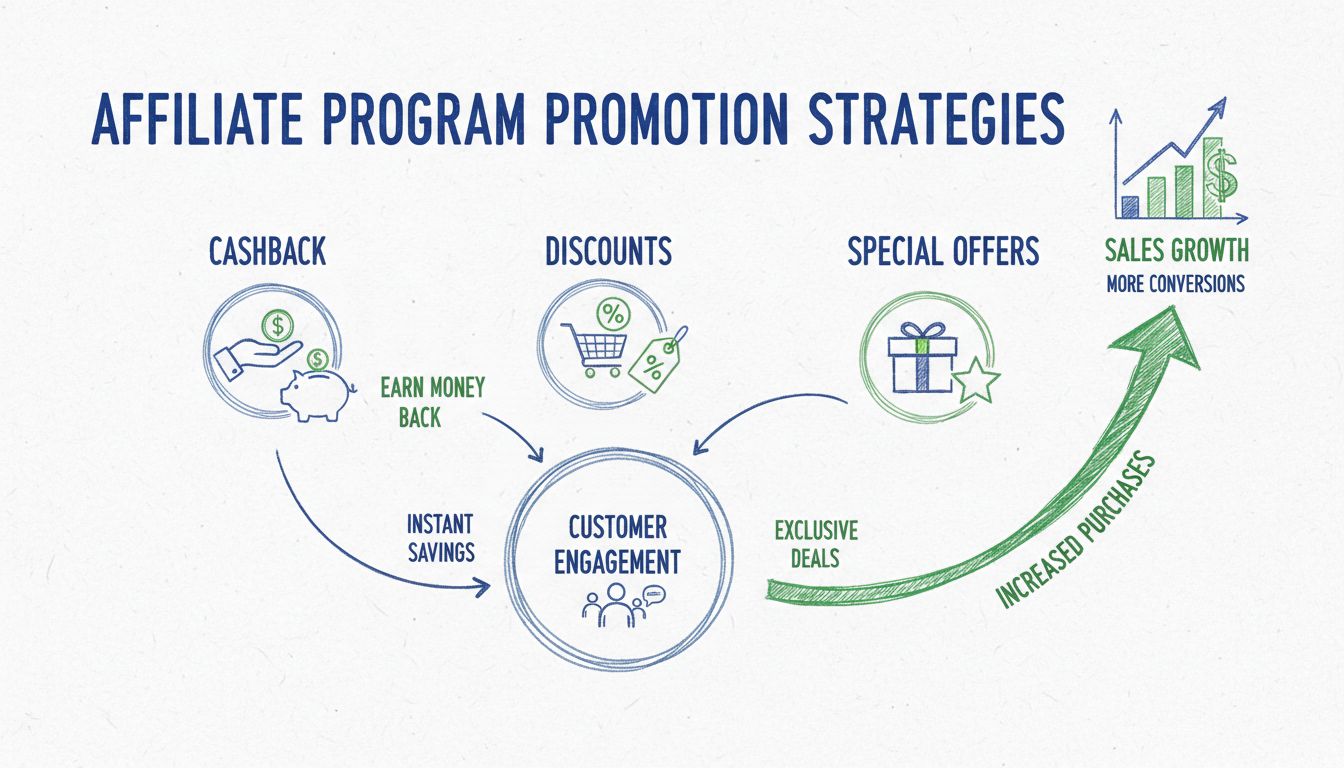 Affiliate-Programm-Promotionsstrategien mit Cashback, Rabatten und Sonderangeboten, Engagement-Flow und Umsatzwachstum