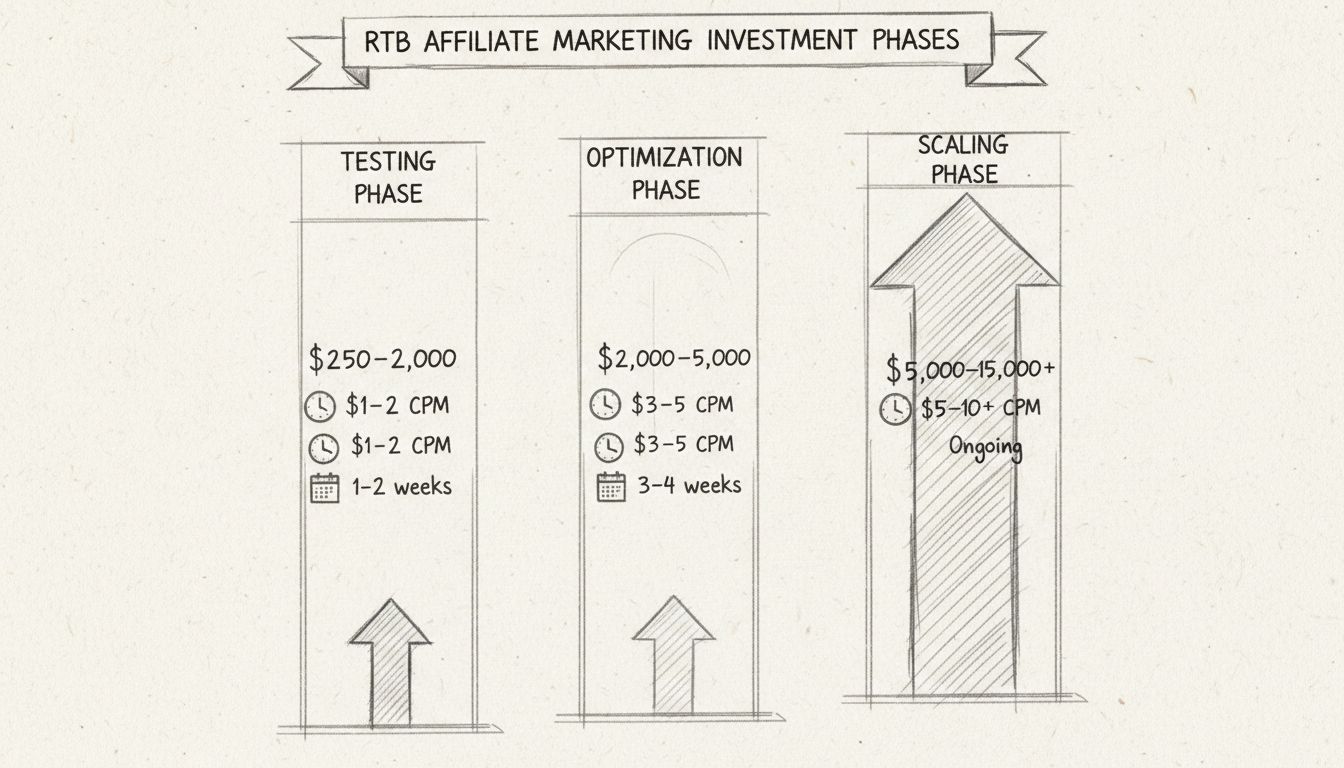 RTB-Investitionsphasen: Testing, Optimierung und Skalierung mit Budgetbereichen und CPM-Raten