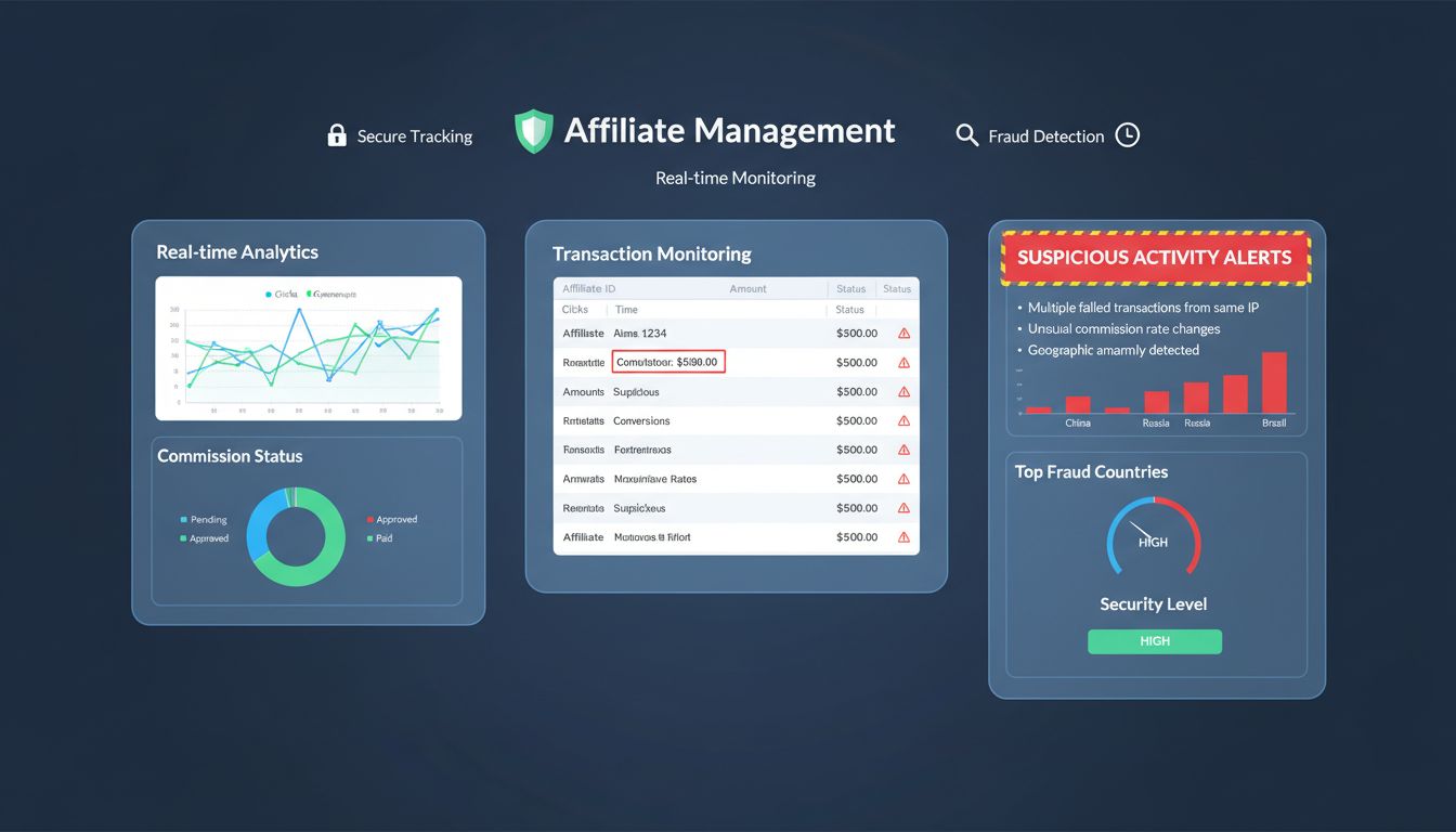Professionelles Affiliate-Management-Dashboard mit Betrugserkennung, Echtzeitüberwachung und Analysen