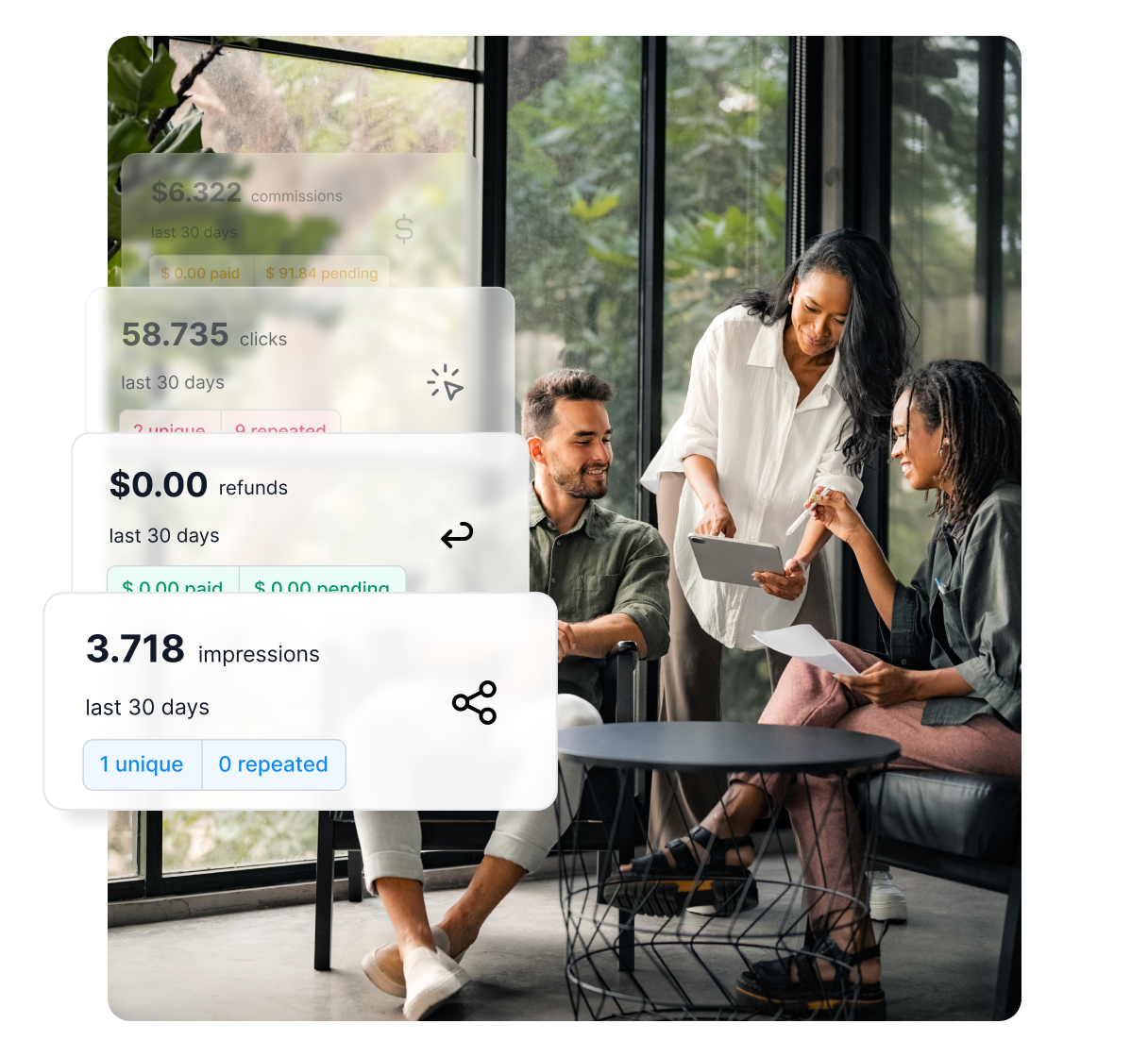 Illustration, die das Affiliate-Tracking in Post Affiliate Pro zeigt.