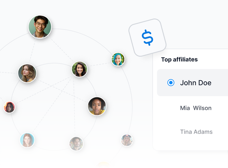 Multi-tier commission structure visualizing up to 100 commission tiers for sub-affiliate sales