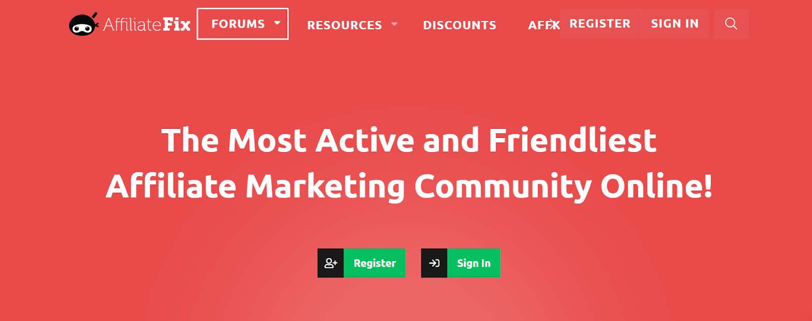 Affiliate Fix Startseite – beliebte Online-Community für Affiliate-Marketing