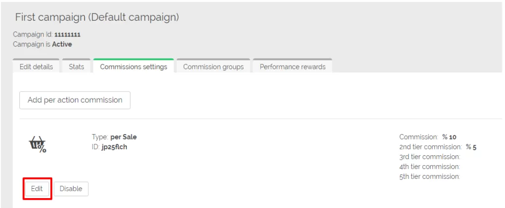 Screenshot der Provisions-Einrichtungsoberfläche in Post Affiliate Pro.