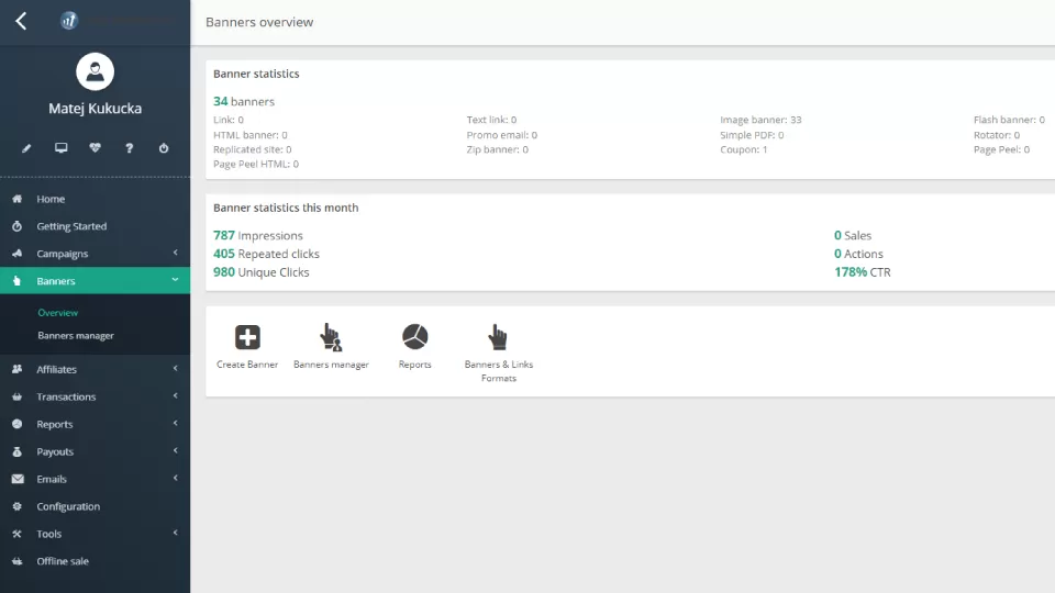 Post Affiliate Pro Werbematerialien Übersicht.