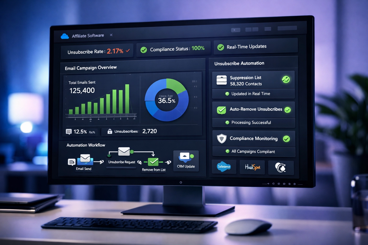 Affiliate-Software Dashboard mit Abmeldeautomatisierung