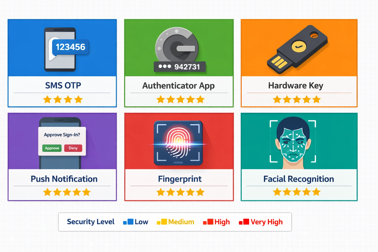 Vergleich verschiedener MFA-Authentifizierungsmethoden