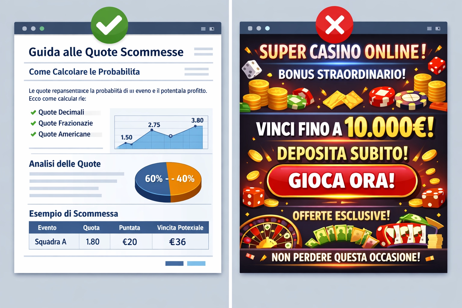 Compliant vs non-compliant affiliate content examples