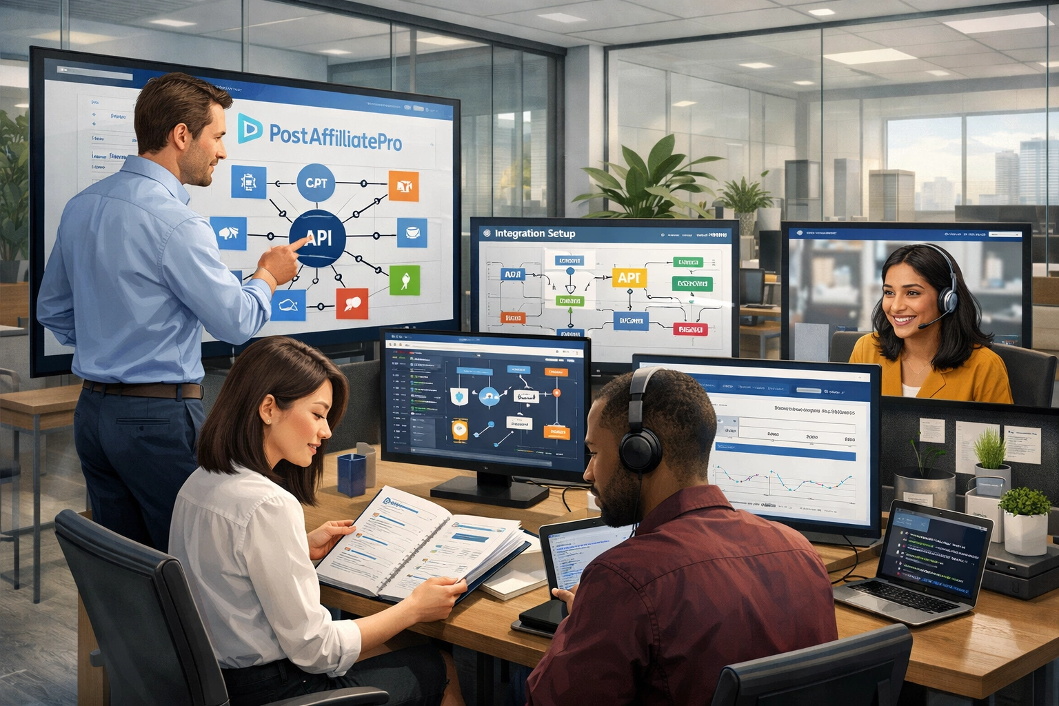 Das Spezialisten-Team von PostAffiliatePro übernimmt die vollständige Integration und Einrichtung