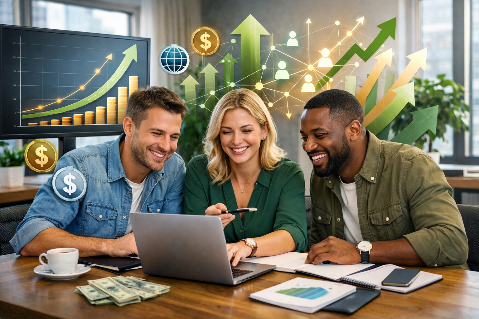 Team skaliert Affiliate-Marketing-Business mit Wachstumssignalen und mehreren Einkommensströmen