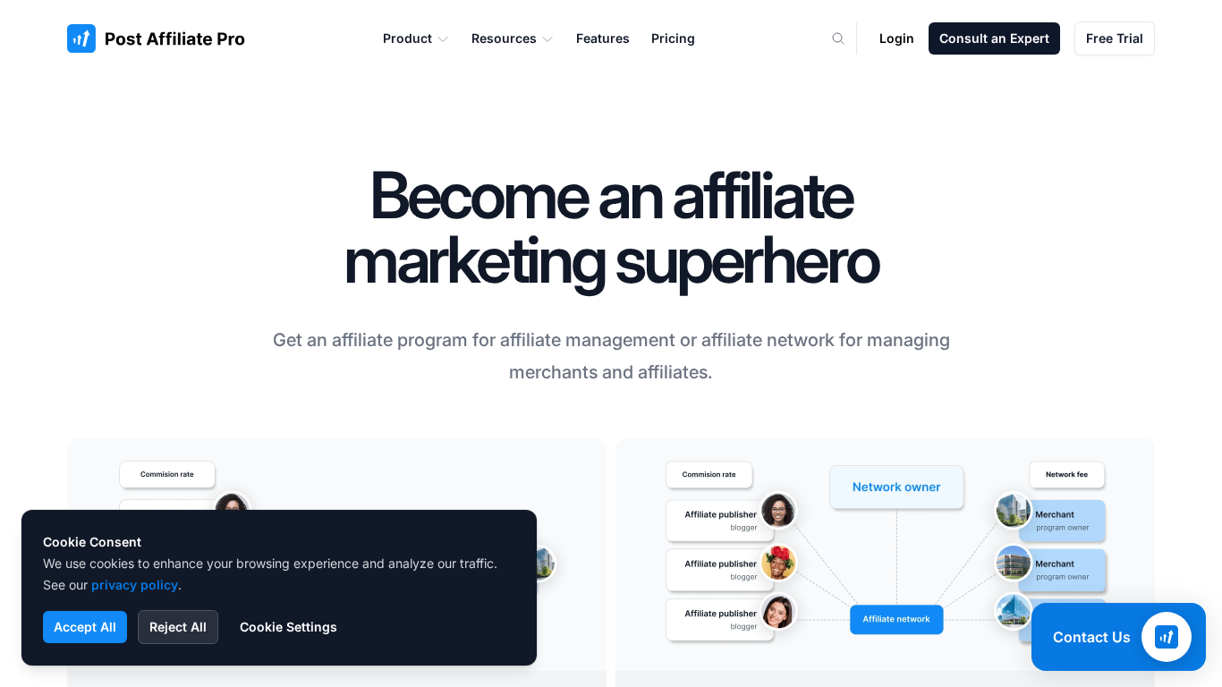 PostAffiliatePro-Dashboard mit In-Page-Konfigurationsoberfläche