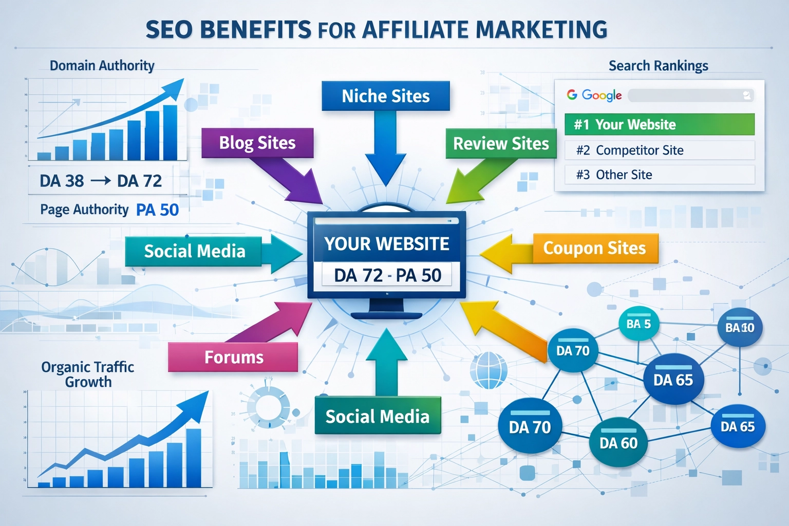 Visualisierung der SEO-Vorteile durch Affiliate-Marketing – Backlinks und Domain-Autoritätssteigerung