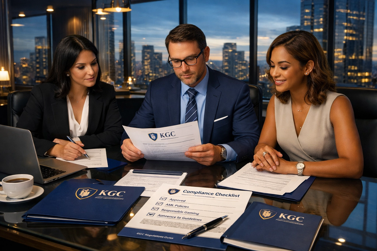 Compliance-Team prüft KGC-Regulierungsdokumente