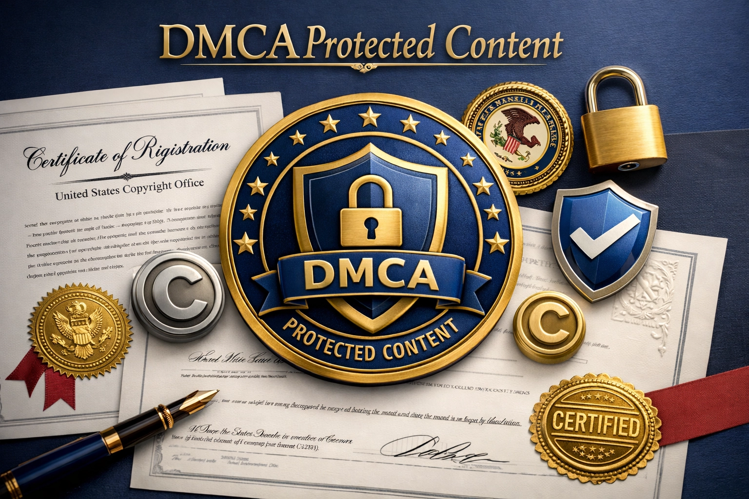 DMCA-Schutz-Badge und Dokumentation zur Urheberrechtsregistrierung