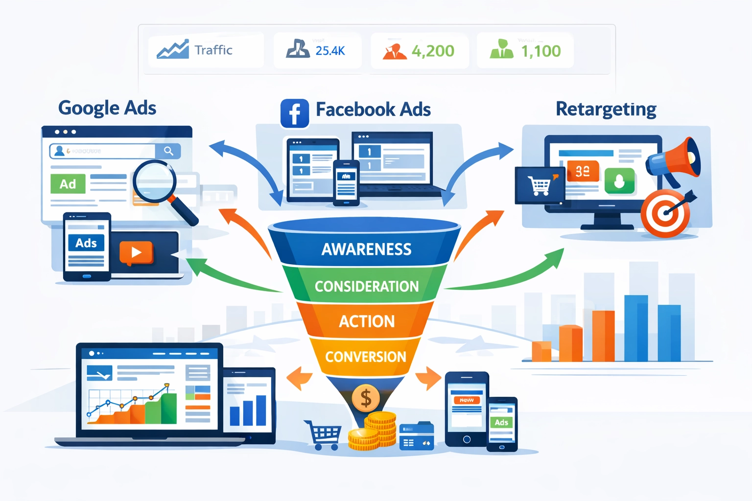 Digitale Marketingstrategie mit mehreren Kanälen