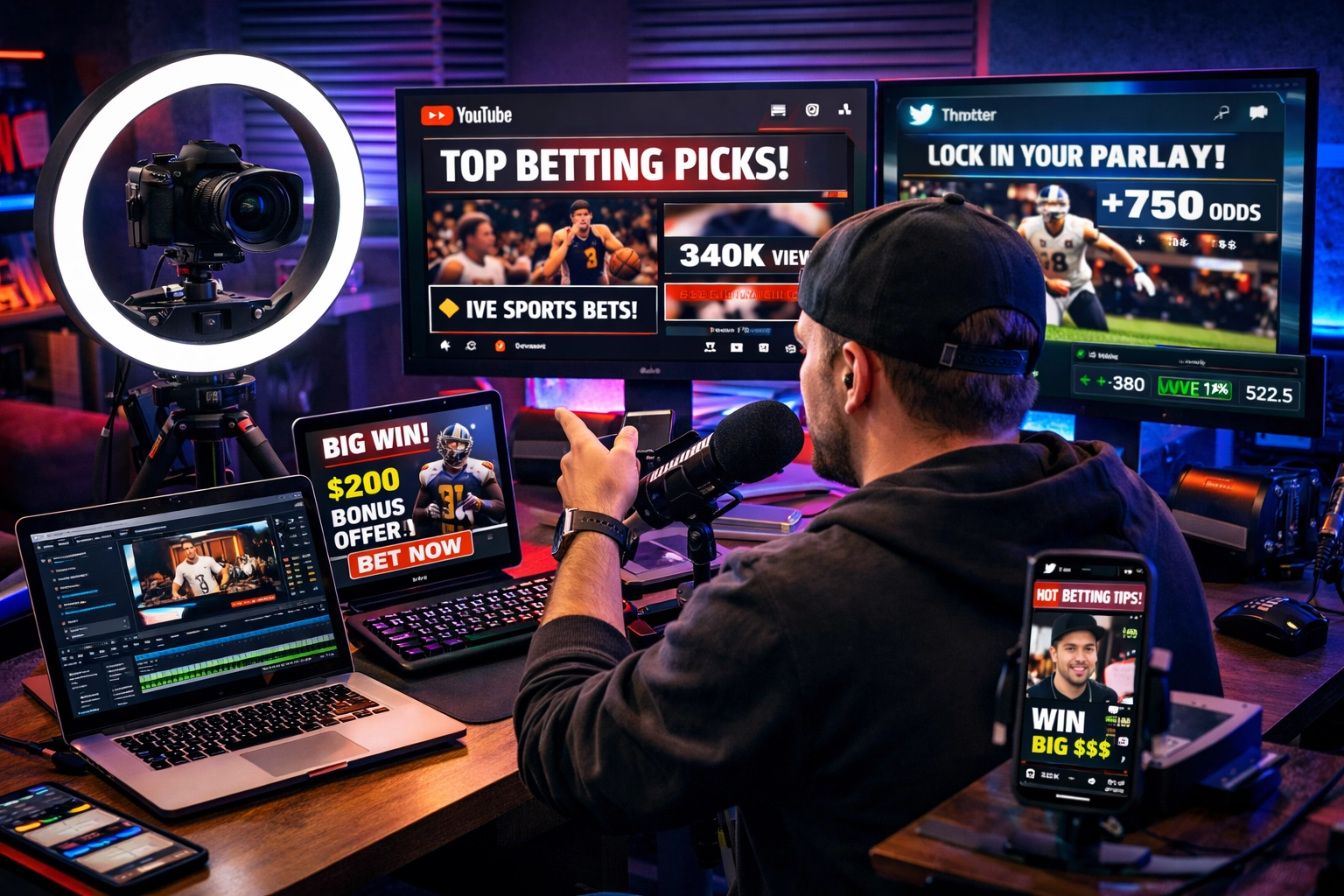 Content Creator nimmt Wett-Affiliate-Videos auf