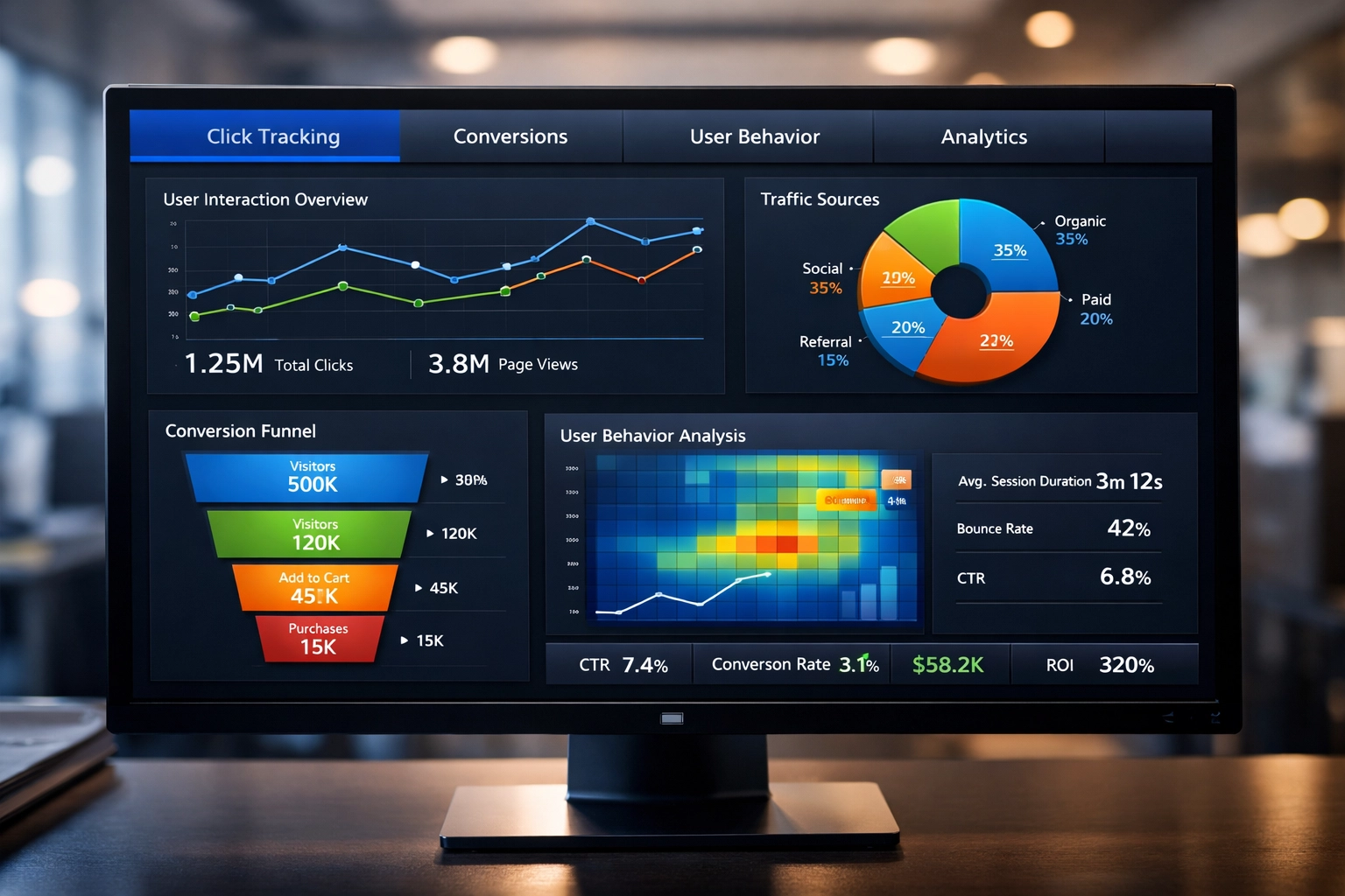 Click-Tracking-Analytics-Dashboard mit Conversion-Metriken