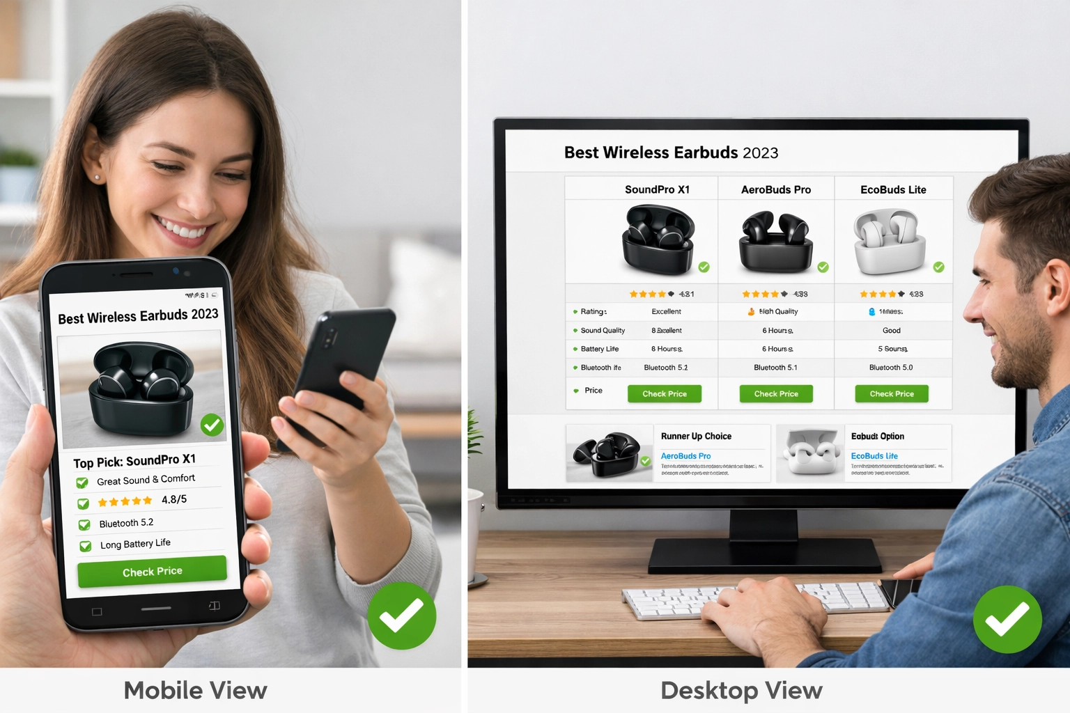 Vergleich Mobile vs. Desktop Nutzererlebnis bei Affiliate-Websites