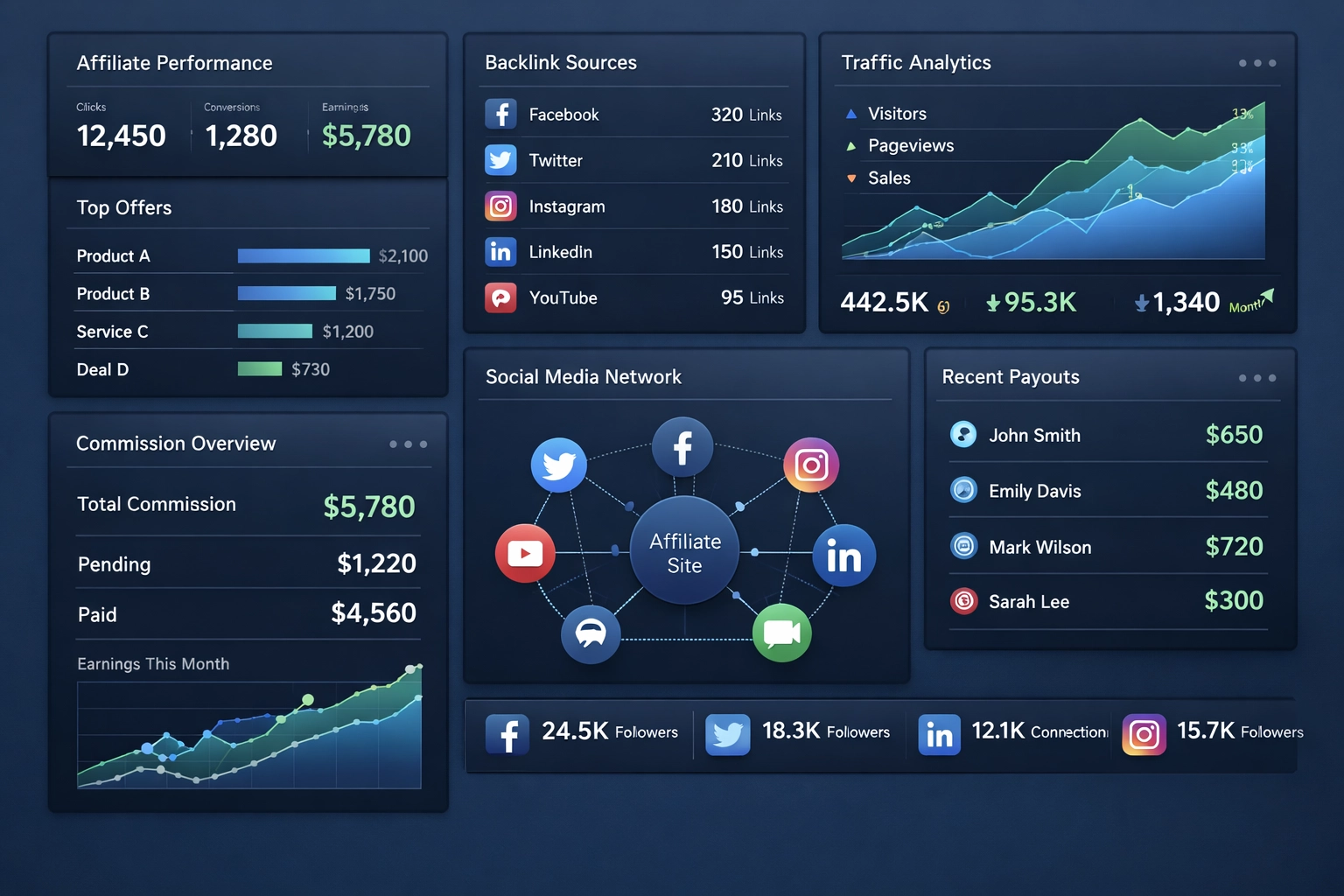 Affiliate-Marketing-Dashboard mit Backlink-Tracking und Analytics