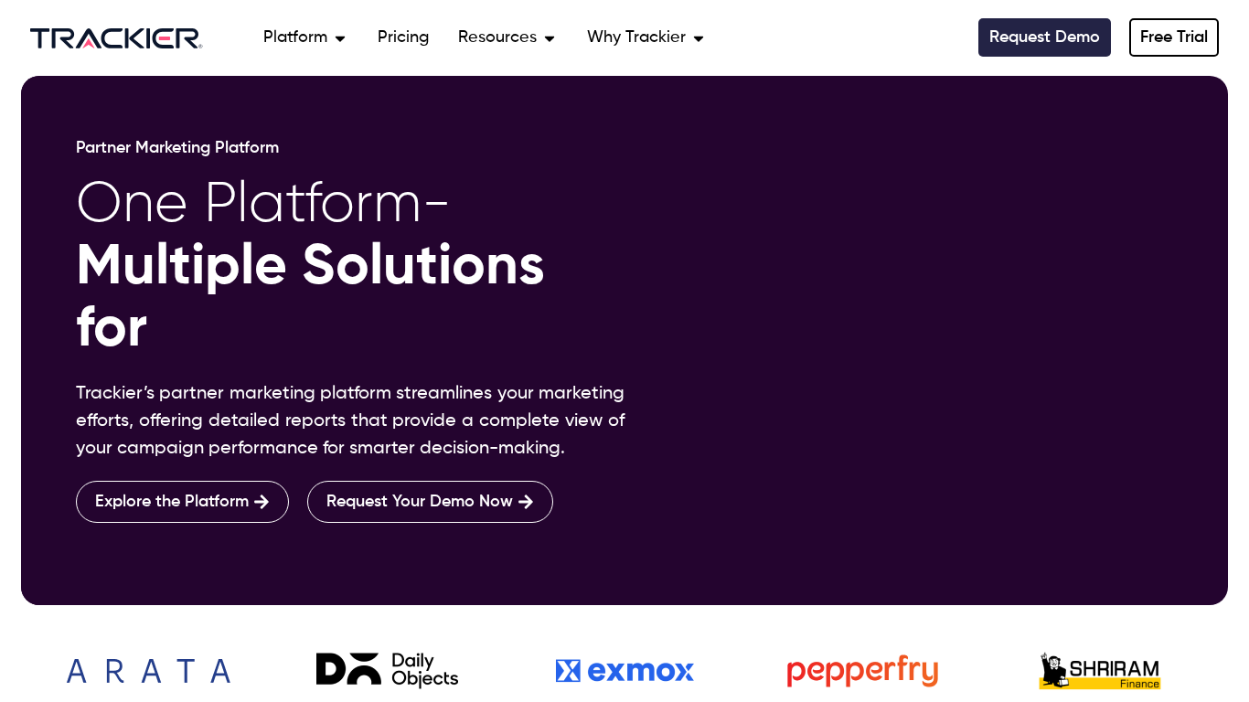 Trackier Affiliate-Marketing-Plattform Homepage