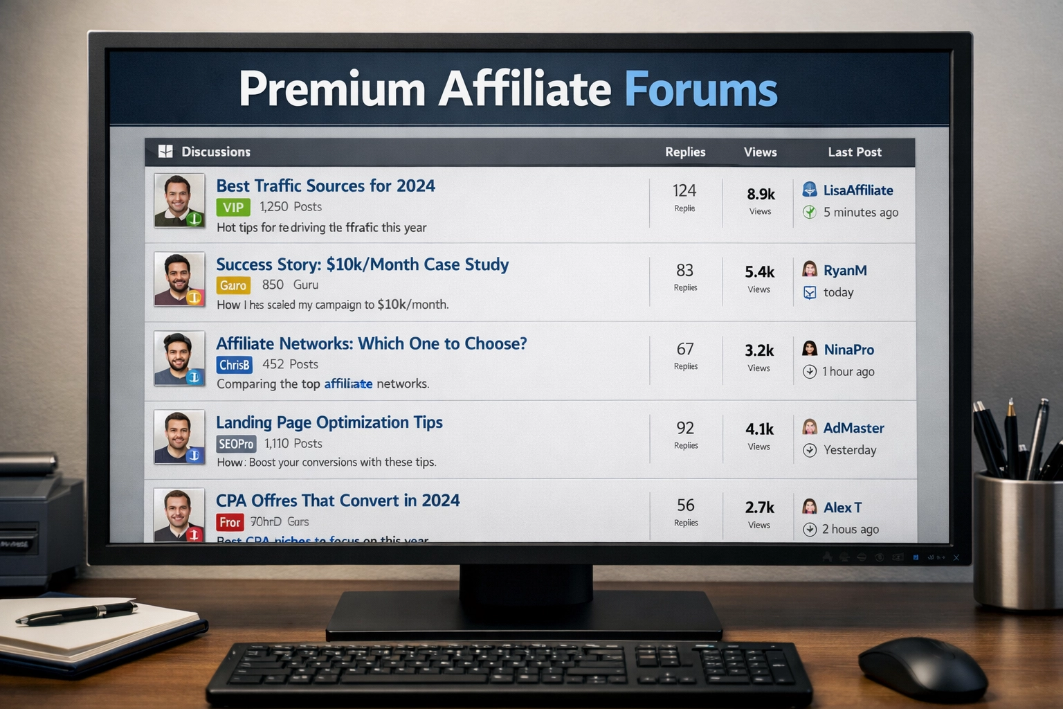 Premium affiliate marketing forums interface
