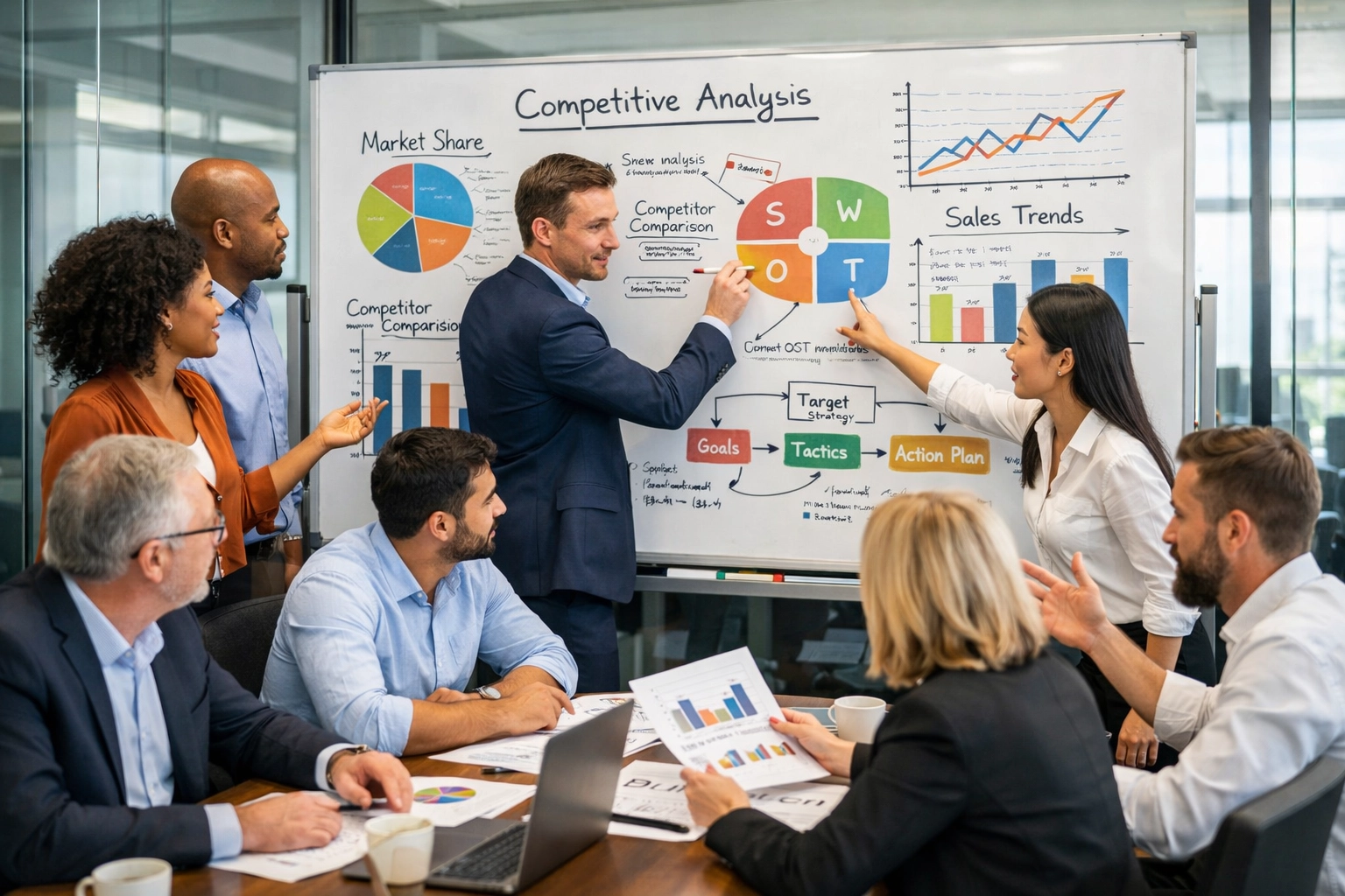 Team-Kollaboration an Wettbewerbsstrategie und Analyse