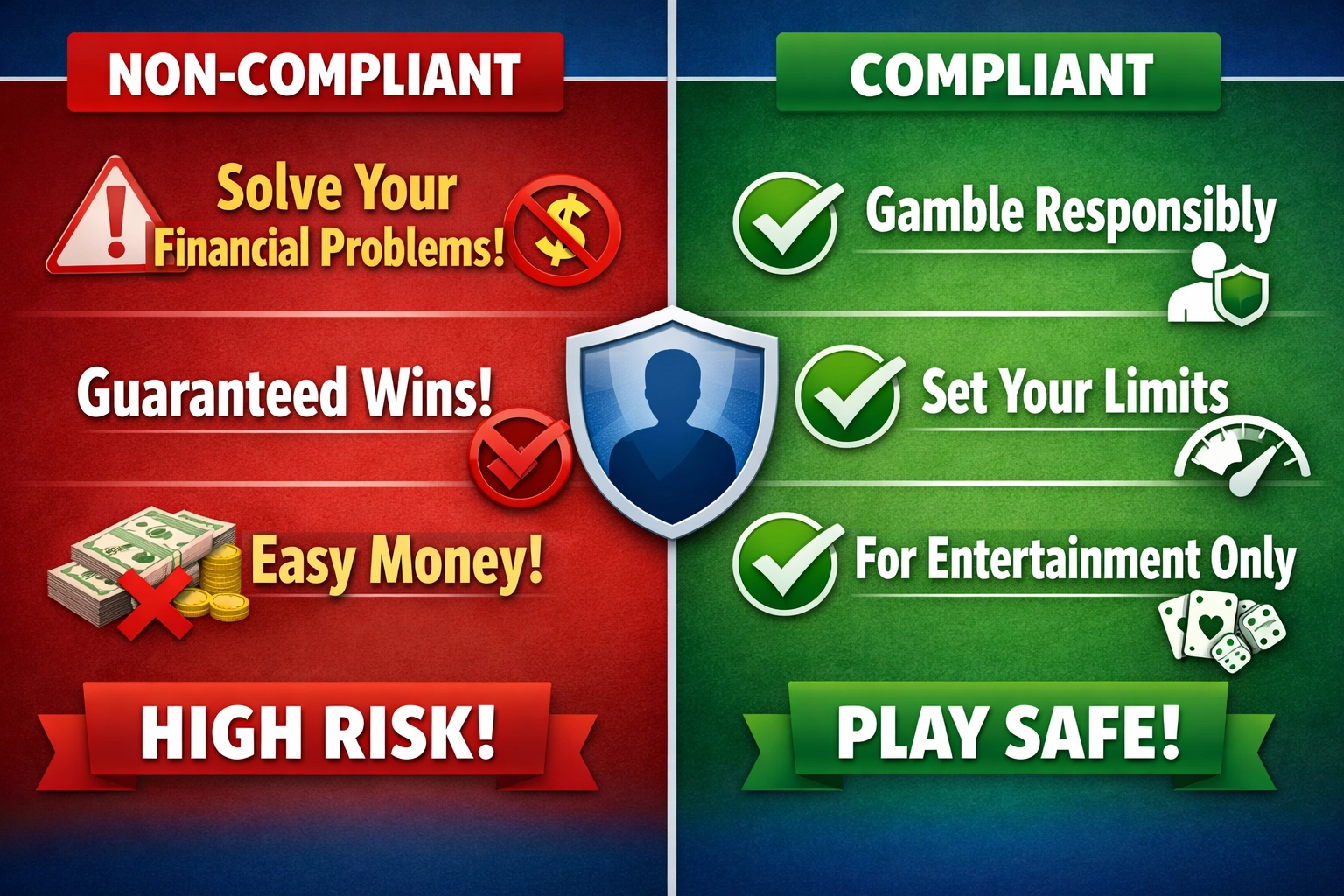Comparison of prohibited vs compliant gambling advertising messaging for affiliates