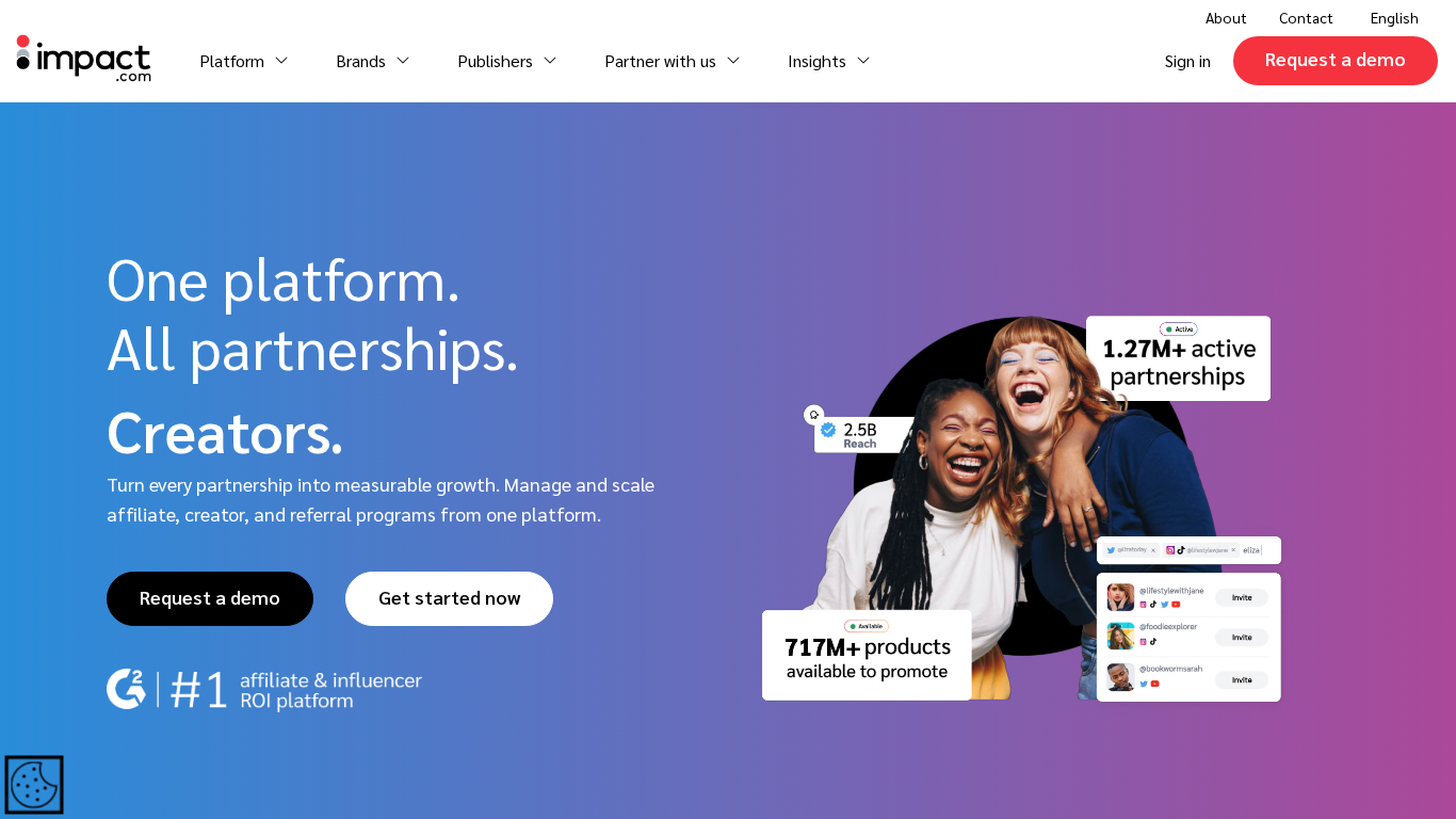 Impact Affiliate Management Plattform-Oberfläche