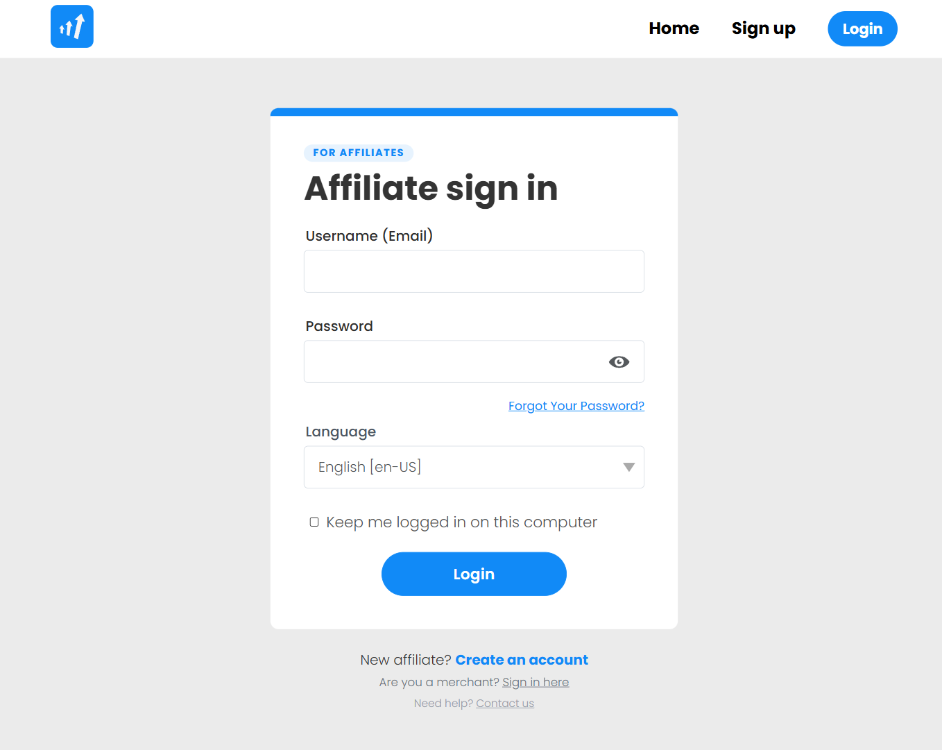Post Affiliate Pro überarbeiteter Affiliate-Anmeldebildschirm
