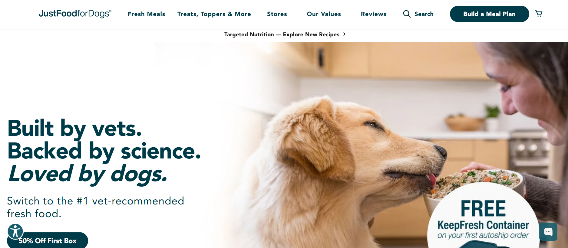 Screenshot der Just Food For Dogs-Website