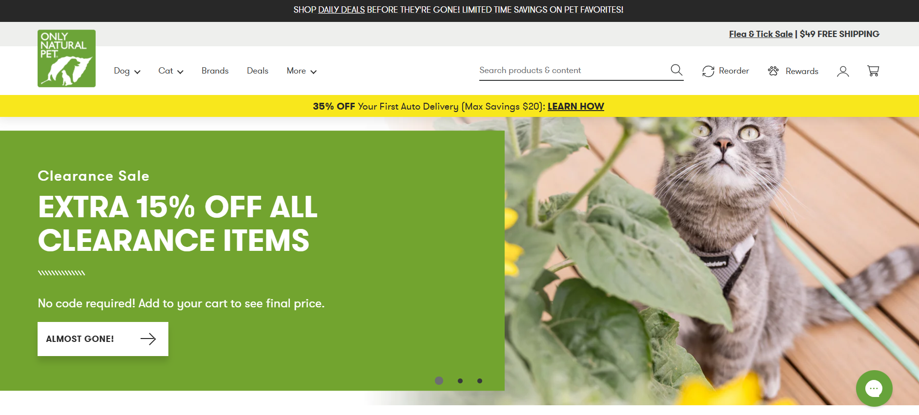 Screenshot der Only Natural Pet-Website