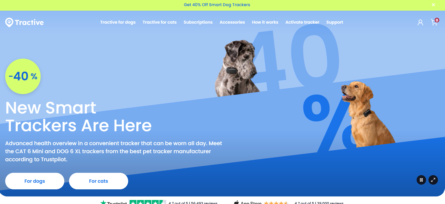 Screenshot der Tractive-Website