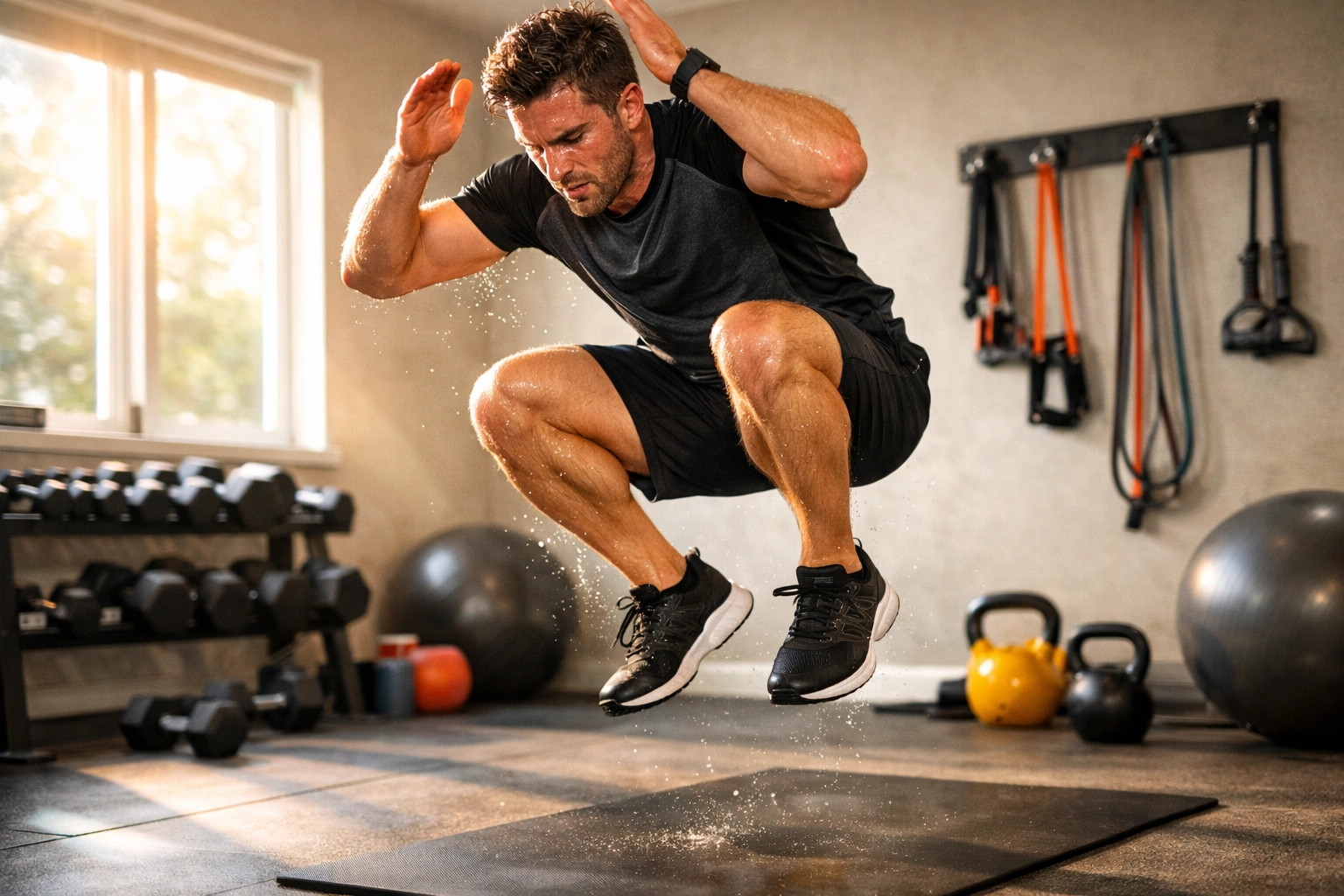 Dynamisches HIIT-Workout zeigt körperliche Aktivität und mentale Klarheit