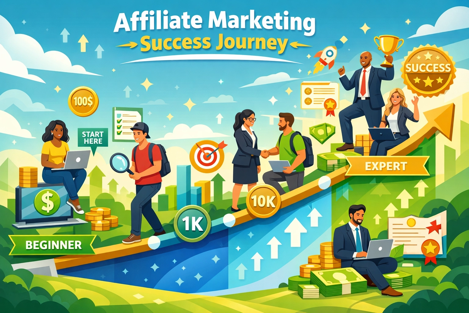 Visualisierung von Erfolg und Wachstumskurve im Affiliate-Marketing