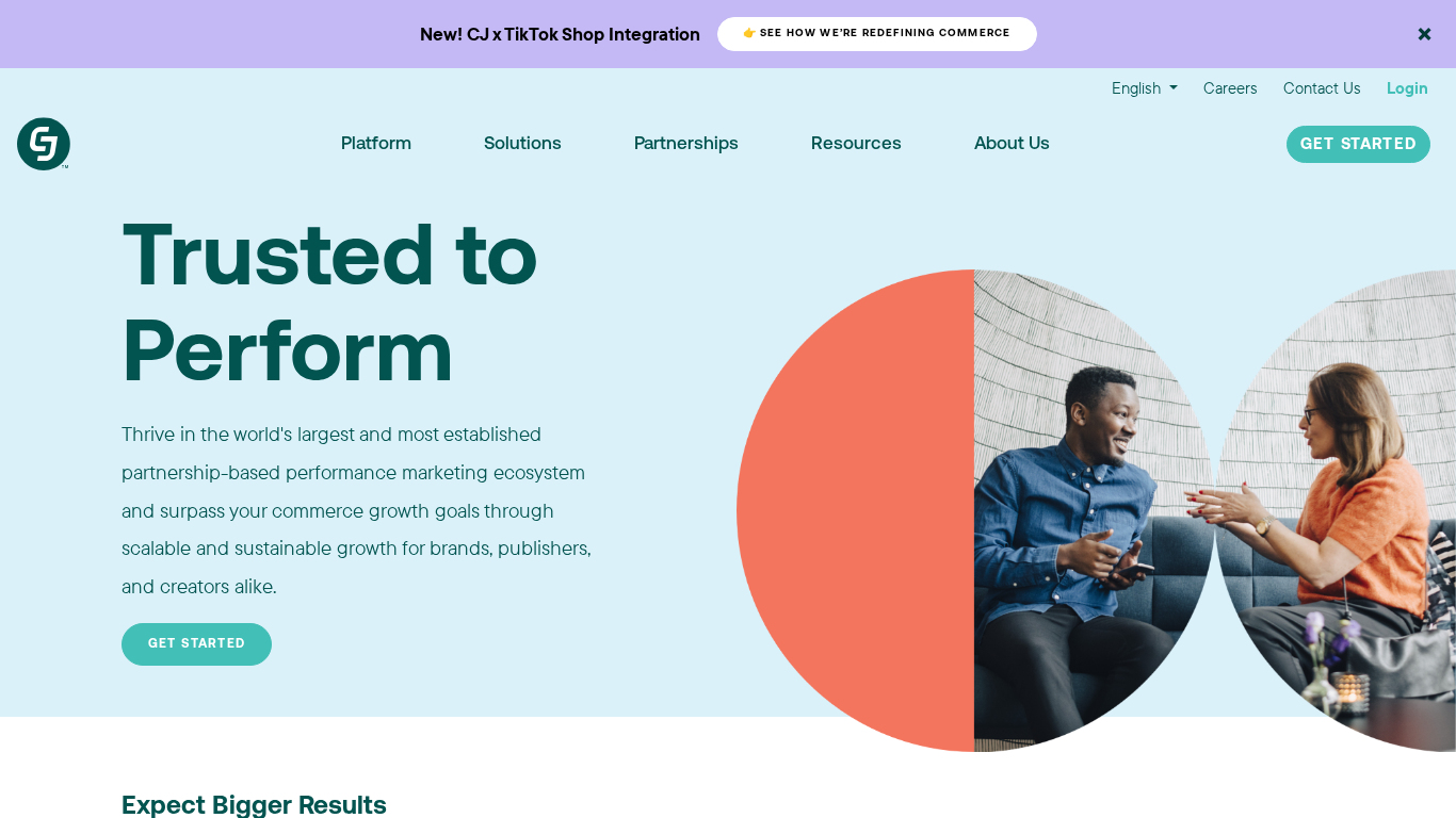 Startseite der CJ Affiliate-Software