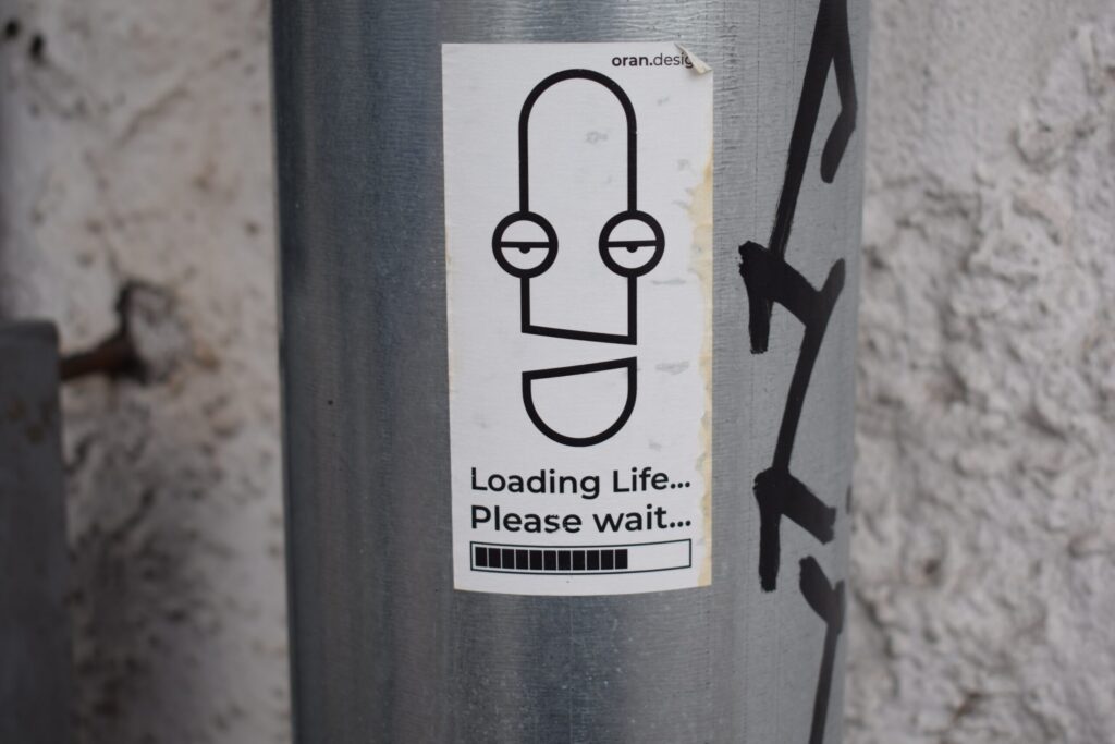 loading life sticker on the lamp