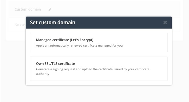 Post Affiliate Pro Dialog zum Festlegen einer benutzerdefinierten Domain mit Let's Encrypt-Zertifikatsoption