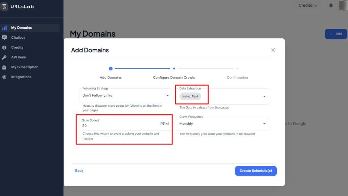 URLsLab – Datenextraktion konfigurieren
