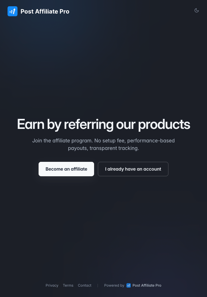 Post Affiliate Pro Trace-Anmeldetheme