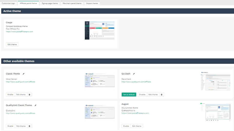 Post Affiliate Pro - Network theme