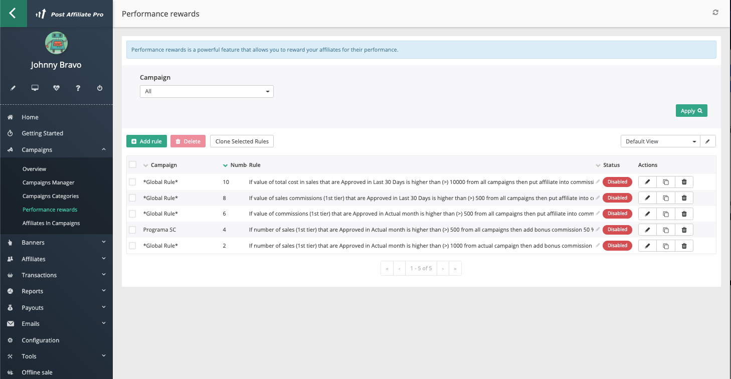 Leistungsprämien in Post Affiliate Pro