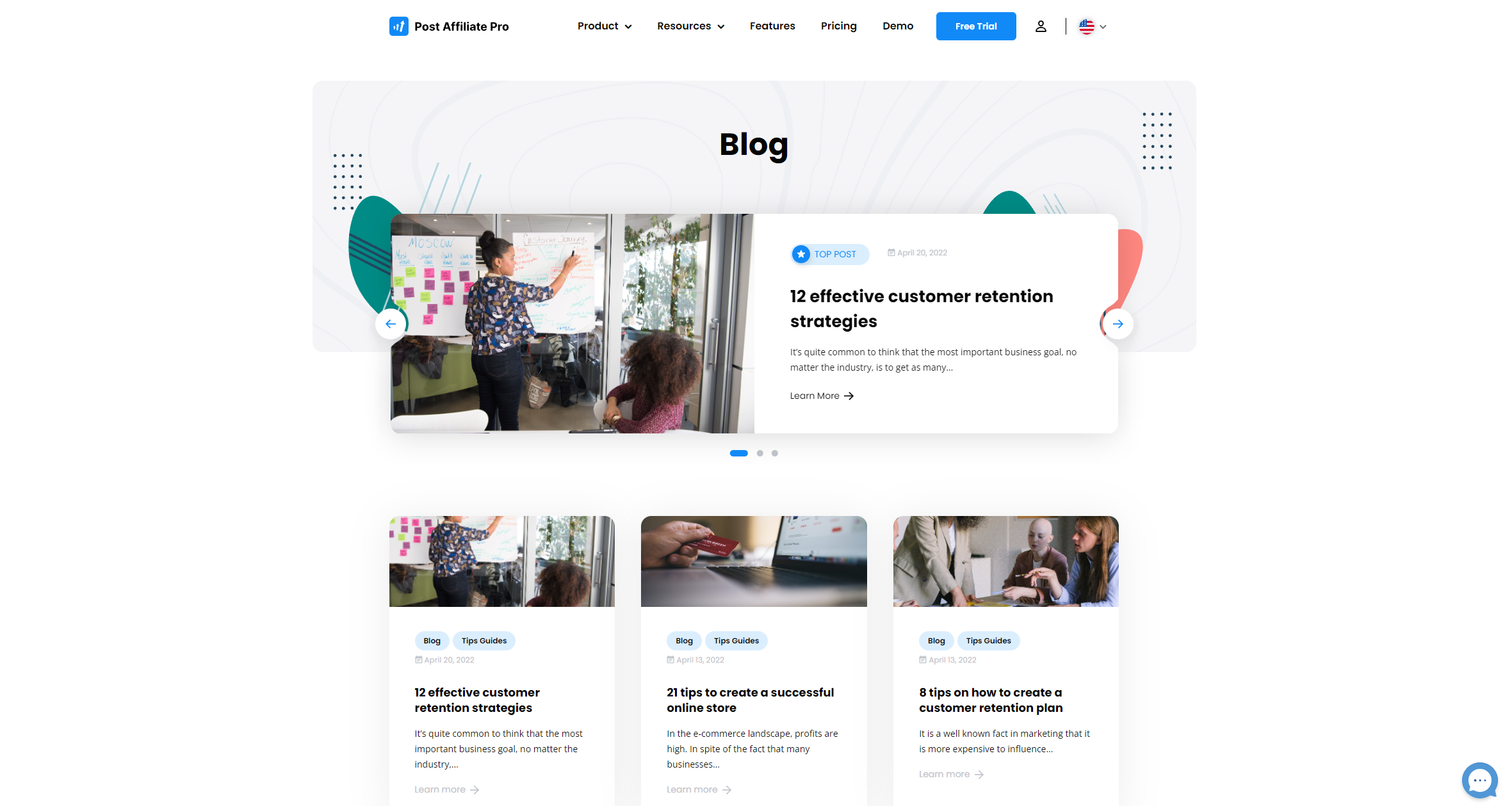 Post Affiliate Pro - hervorgehobene Blogbeiträge