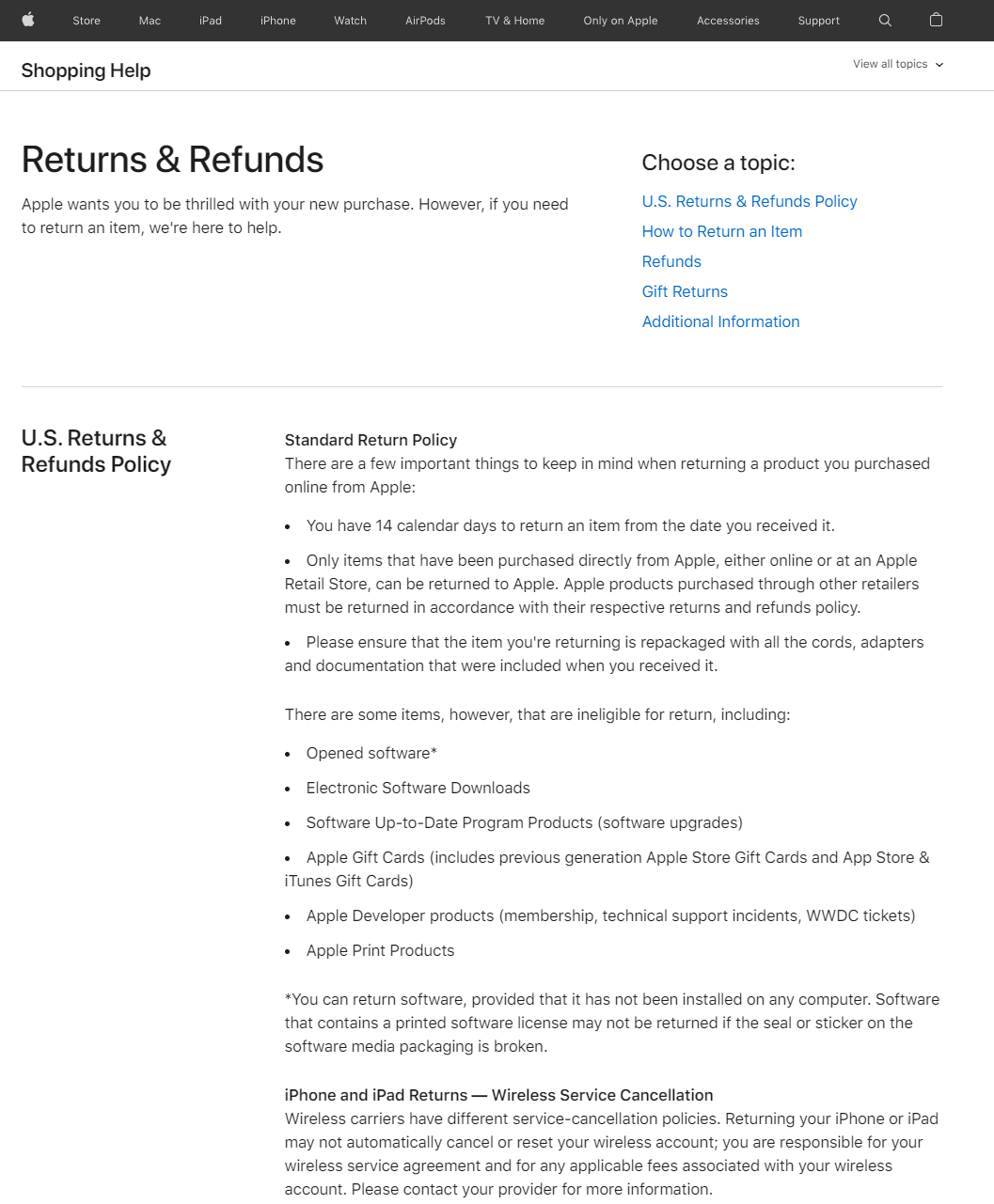 Returns and refunds policy