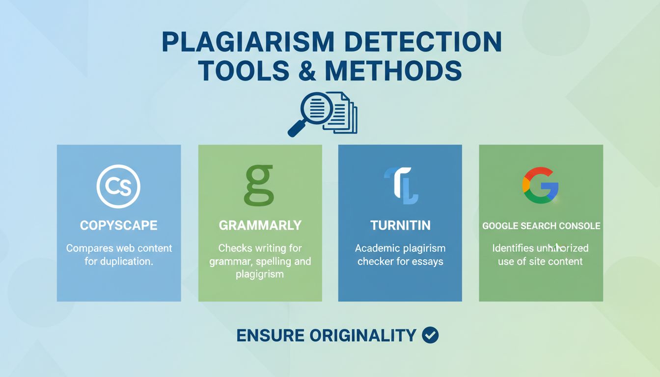 Infografik zeigt Plagiatserkennung-Tools und Methoden