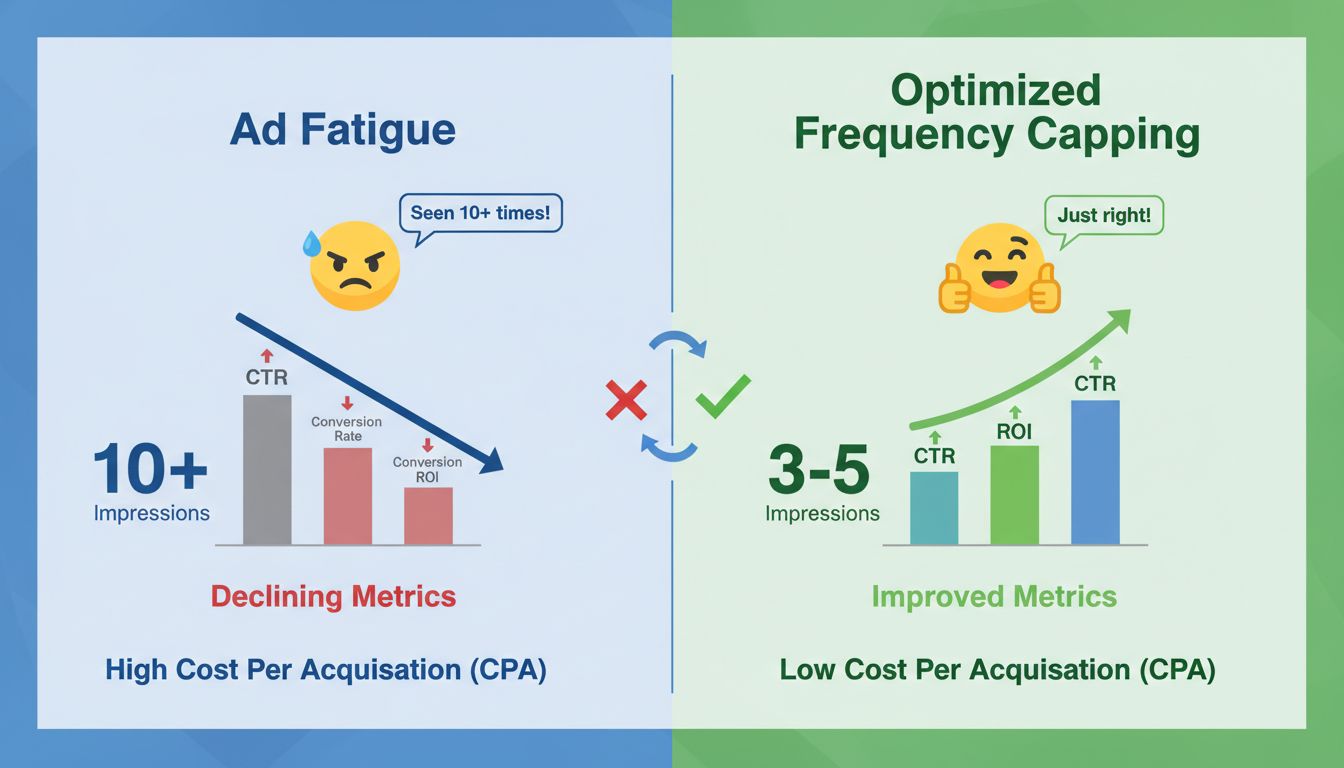 Frequency Capping Vergleich: Ad Fatigue vs. optimiertes Frequency Capping mit Verbesserungen der Metriken