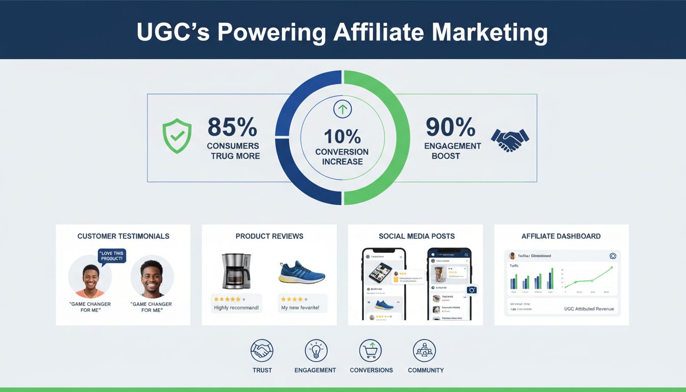 Der Einfluss von UGC auf das Affiliate-Marketing mit 85 % Verbrauchervertrauen, 10 % Conversion-Steigerung und 90 % mehr Engagement