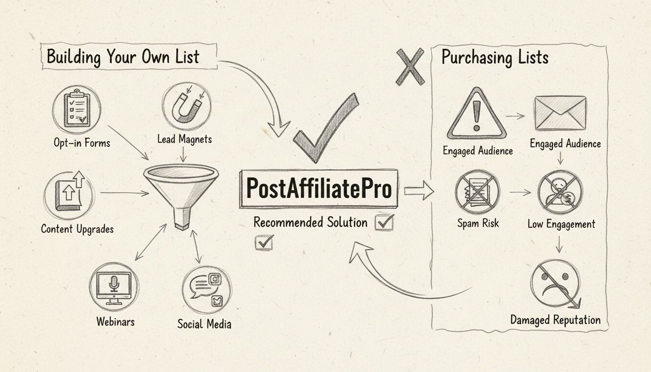Vergleichsdiagramm von Methoden zum Aufbau von E-Mail-Listen: organischer Listenaufbau vs. Kauf von Listen