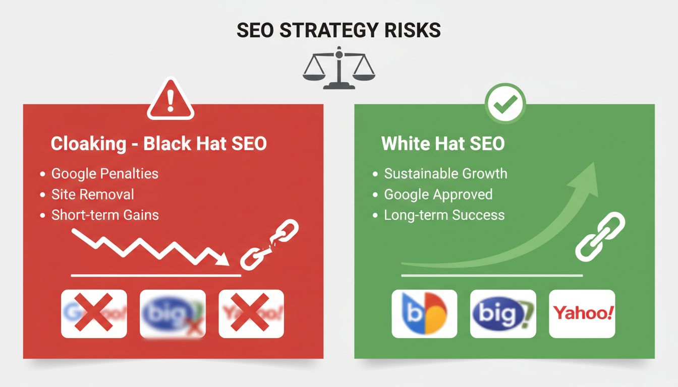 Ist Cloaking gut für SEO? Verständnis von Black-Hat-Techniken und Risiken