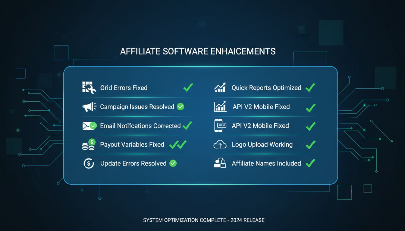 Bug fixes and system improvements checklist for PostAffiliatePro